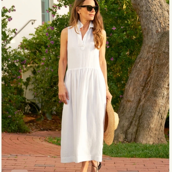 Frank & Eileen Dresses & Skirts - Frank & Eileen DAPHNE Sleeveless Popover Dress White Washed Linen XLarge